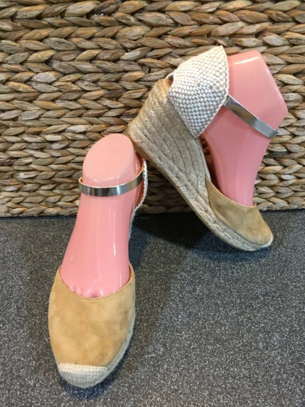 Kanna Two-Tone Tan Espadrille Wedge Sandals